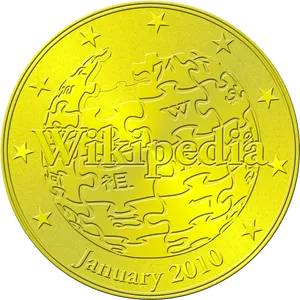 Wikipedia Commemorative Coin January2010 PNG Image