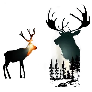 Wild Caribou Silhouette Png Akn36 PNG Image