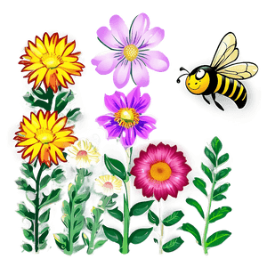 Wildflowers and Bees PNG neu17 PNG with transparent background