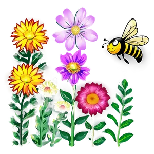 Wildflowers And Bees Png Neu17 PNG Image