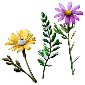 Wildflowers And Mountains Png Ink13 PNG Image