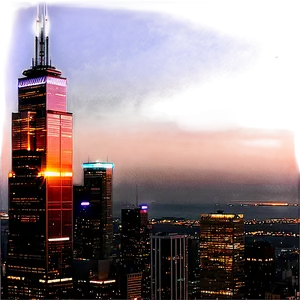 Willis Tower Glittering Night Png Ywa PNG Image