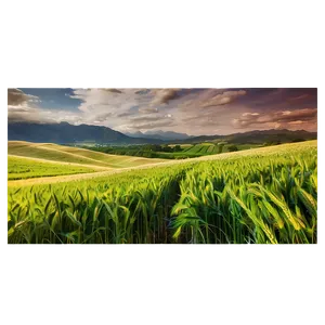 Windy Wheat Field Scenery Png Vcm PNG Image