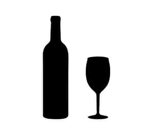 Wine Bottleand Glass Silhouette PNG with transparent background