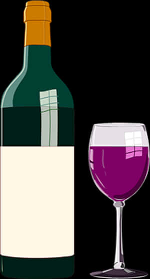 Wine Bottleand Glass Vector PNG image with transparent background