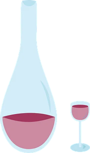 Wine Decanterand Glass Vector PNG Image