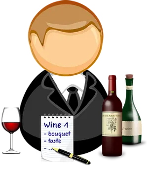 Wine Tasting Expert Cartoon Vector PNG Image