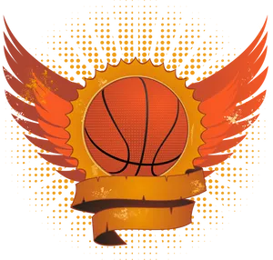 Winged Basketball Logo Design PNG Image