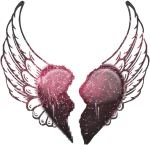 Winged Broken Heart Artwork PNG Image