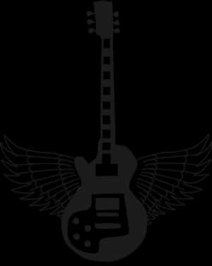 Winged Guitar Silhouette PNG image with transparent background
