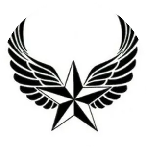 Winged Star Tattoo Design PNG Image