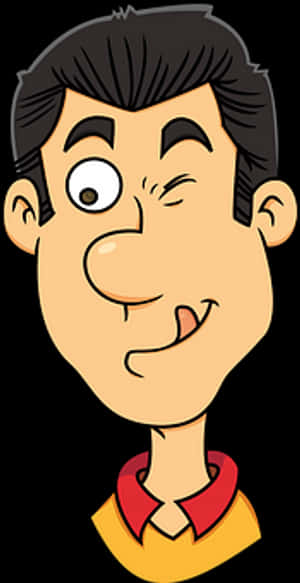 Winking Cartoon Man_ Vector PNG with transparent background