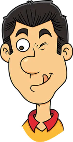 Winking Cartoon Man_ Vector PNG Image