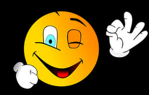 Winking Emoji With Hand Gesture PNG with transparent background