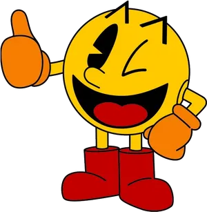 Winking Yellow Cartoon Character Thumbs Up PNG Image