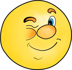 Winking Yellow Smiley Face PNG Image