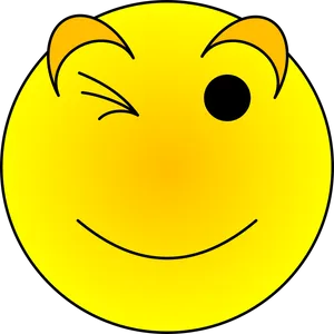 Winking Yellow Smiley Face PNG Image