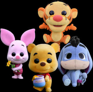 Winnie The Pooh And Friends Plush Toys PNG image with transparent background