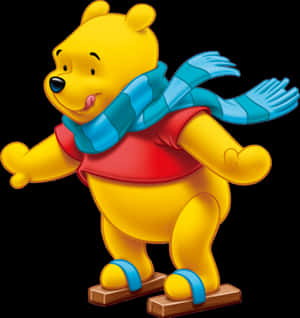 Winnie The Pooh Blue Scarf PNG image with transparent background