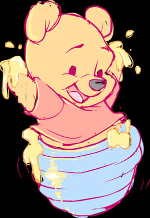 Winnie The Pooh Honey Pot Happiness PNG image with transparent background