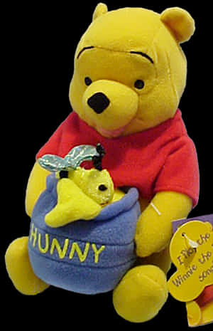 Winnie The Pooh Plush With Honey Pot PNG image with transparent background