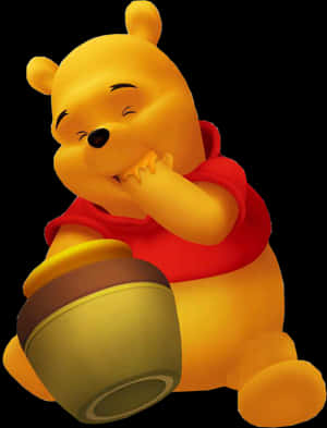 Winnie The Pooh Smiling With Honey Pot PNG image with transparent background