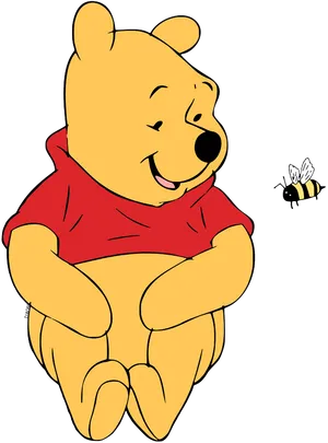 Winnie The Poohand Bee Illustration PNG Image