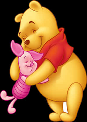 Winnie The Poohand Piglet Hug PNG image with transparent background