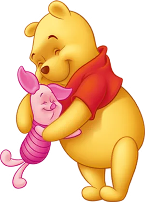 Winnie The Poohand Piglet Hug PNG Image