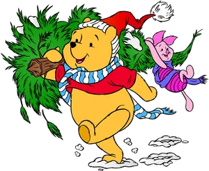 Winniethe Poohand Piglet Christmas Adventure PNG Image