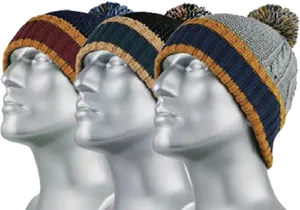 Winter Beanies Three Styles PNG Image