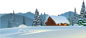 Winter_ Cabin_ Snowscape PNG Image