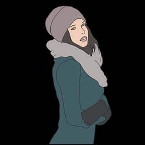 Winter Fashion Cartoon Woman Illustration PNG image with transparent background