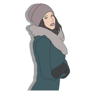 Winter Fashion Cartoon Woman Illustration PNG Image