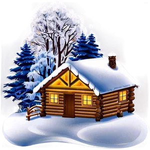 Winter Log Cabin Scene Png 84 PNG Image