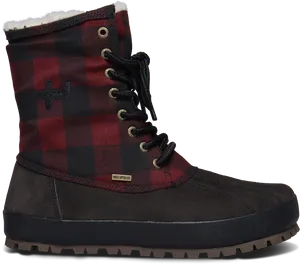 Winter Plaid Lace Up Boot PNG Image