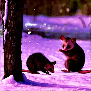 Winter Possum Scene Png 06112024 PNG Image