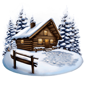 Winter Snow Cabin Scene PNG 05242024 PNG