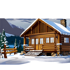 Winter Snow Cabin Scene PNG eho45 PNG