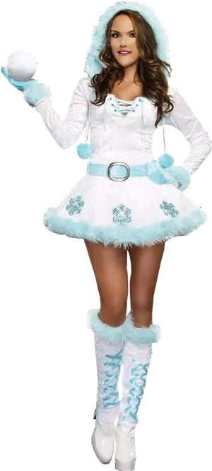 Winter Snow Queen Costume PNG Image