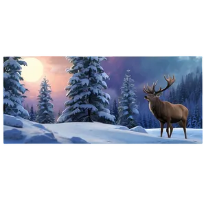 Winter Stag Scene Png 06292024 PNG Image