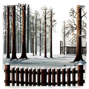 Winter Trees And Wooden Fence Png Qhu70 PNG Image