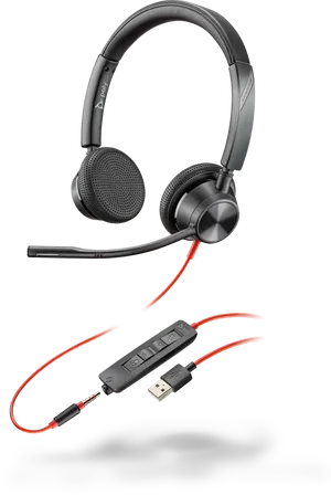 Wired Headsetwith Microphoneand Control Module PNG Image