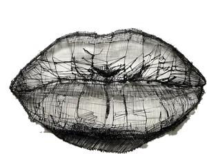 Wireframe Lips Artwork PNG Image