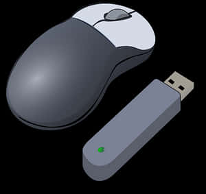 Wireless Mouseand U S B Receiver PNG image with transparent background