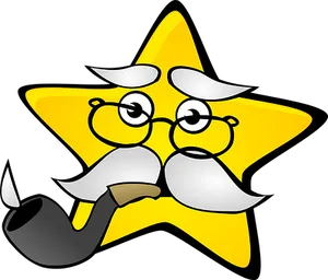 Wise Star Cartoon Character PNG Image