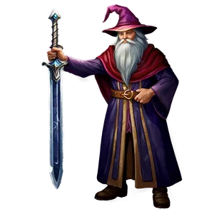 Wizard With Enchanted Sword Png 06112024 PNG Image