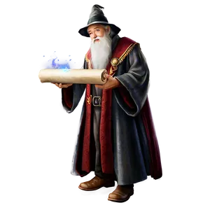 Wizard With Magic Scrolls Png Oas PNG Image