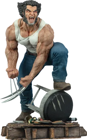 Wolverine Figure Rage Pose PNG Image