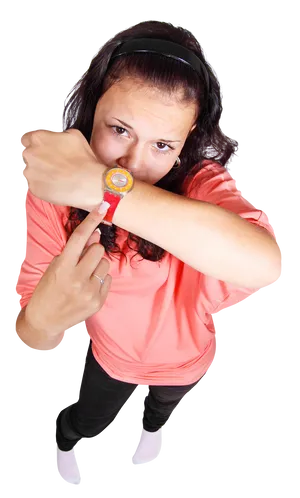 Woman Checking Timeon Wristwatch PNG Image